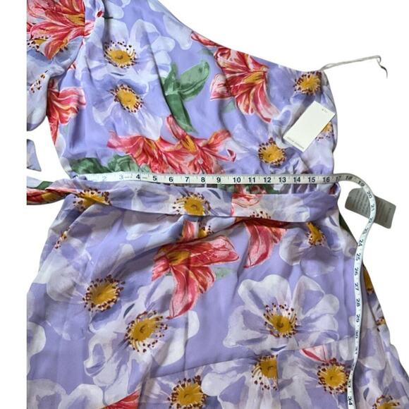 NWT Julia Jordan Floral Print One Shoulder Short Sleeve Asymmetrical Midi SZ 14 - Picture 10 of 11